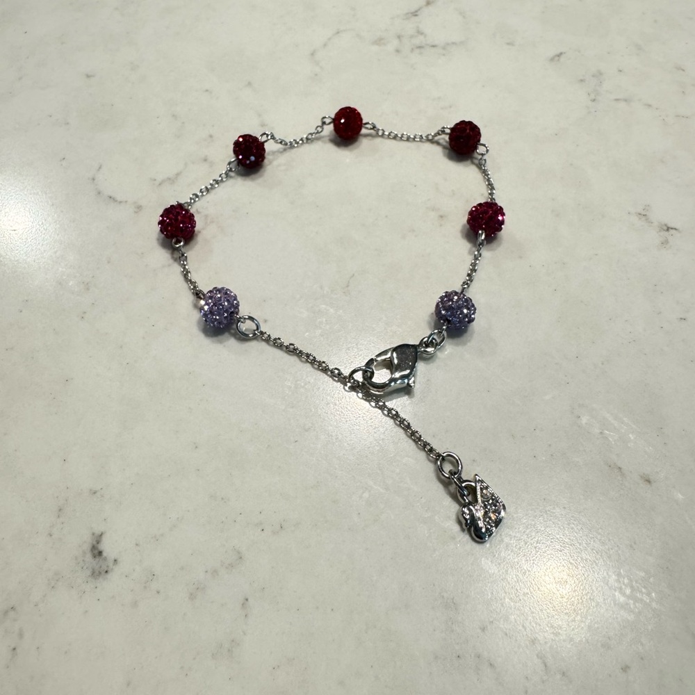 Swarovski Silver Bracelet with red and purple accents